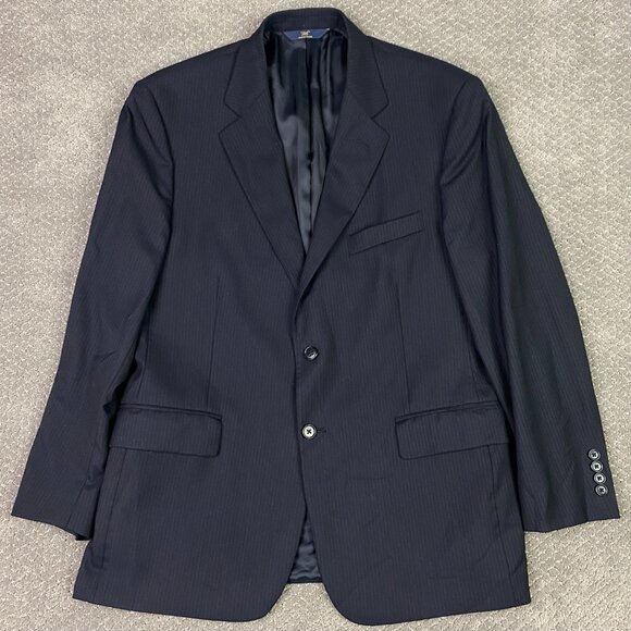 Brooks Brothers 346 Stretch Regent Fit Blazer Sport Coat Mens 42S Navy Pinstripe - Picture 1 of 14